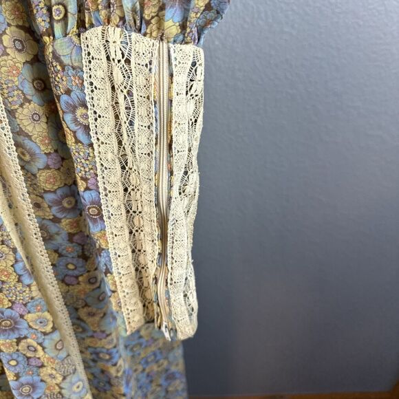 Gunne Sax Black Label Vintage Floral Cottage Prairie Dress Size 9 S Long Sleeve - Picture 3 of 11